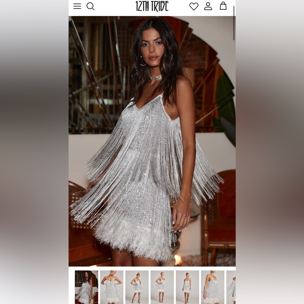 12th Tribe NWT Disco Fever Silver Fringe Mini Dress